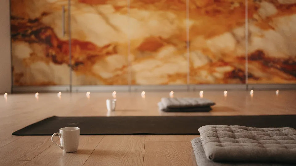 Romantic candlelit yoga atmosphere for two