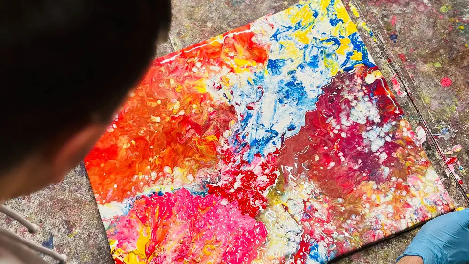 Group action painting session in central Sofia