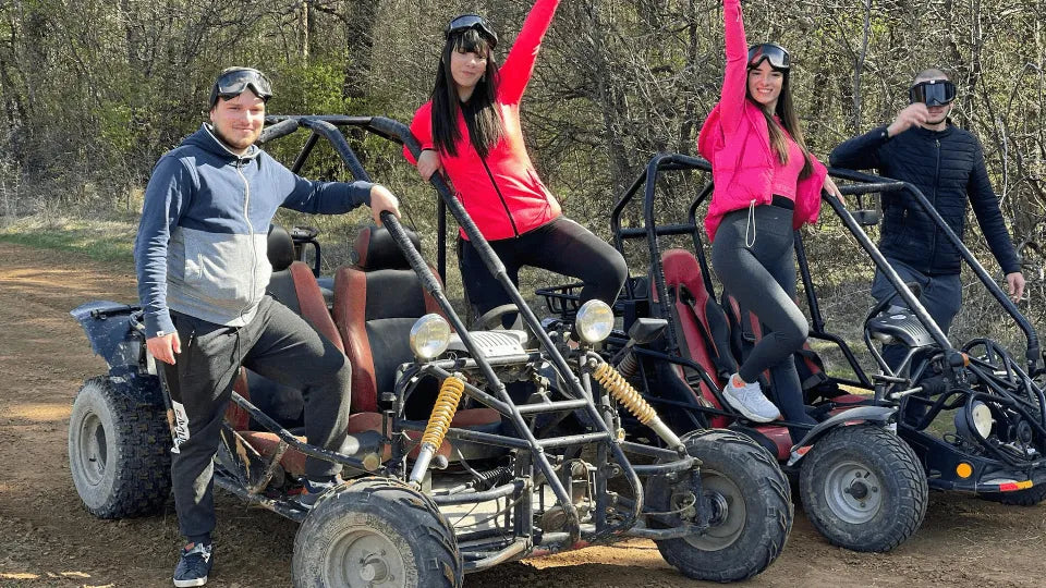 Rear‑wheel‑drive buggy on a scenic trail in Arbanasi