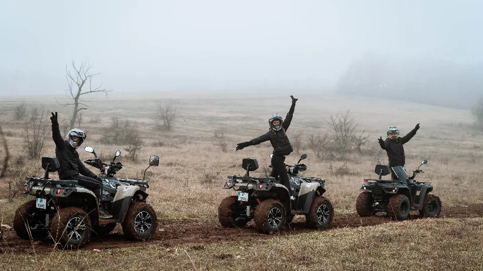 Riding an ATV over hilly off‑road terrain outside Plovdiv