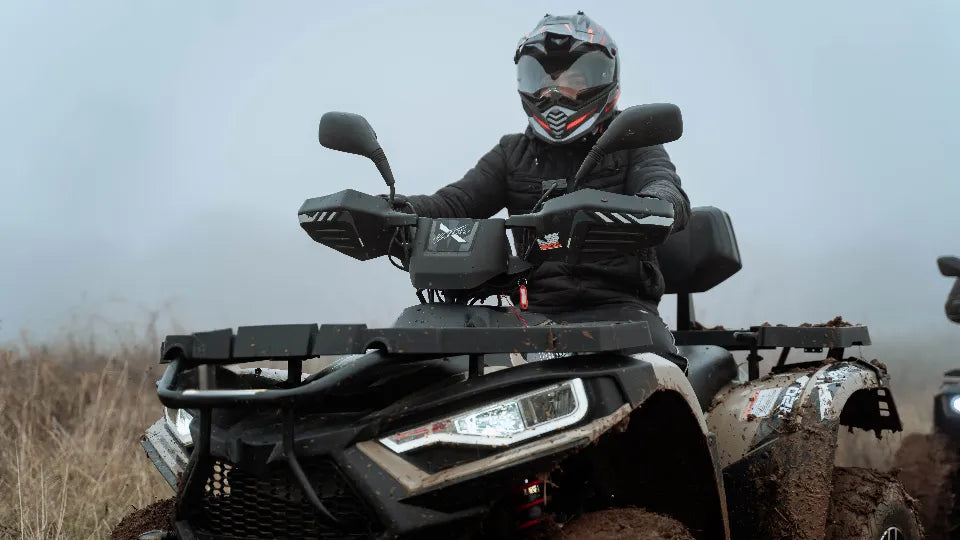 Guide leading a small ATV group by Ustina, Plovdiv region