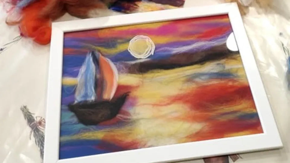Finished A4 framed wool painting from the Sofia workshop