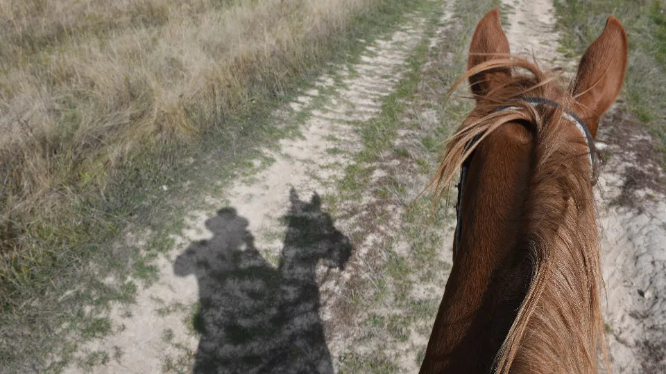 Couple horseback riding in Borovets on the Black Rock trail