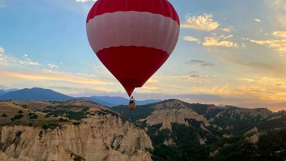 Sparkling wine toast after a private balloon flight in Melnik
