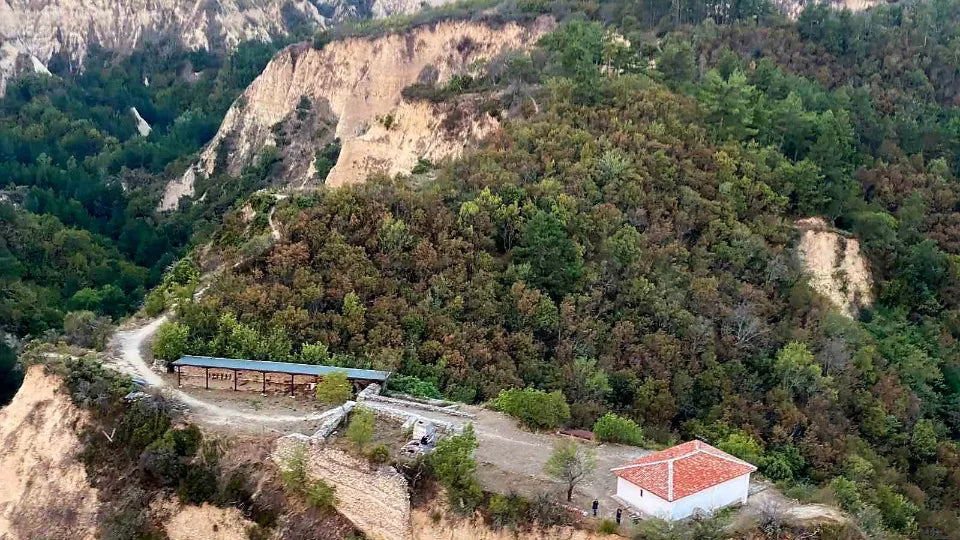 Balloon take‑off near the Melnik Pyramids on a ride for two