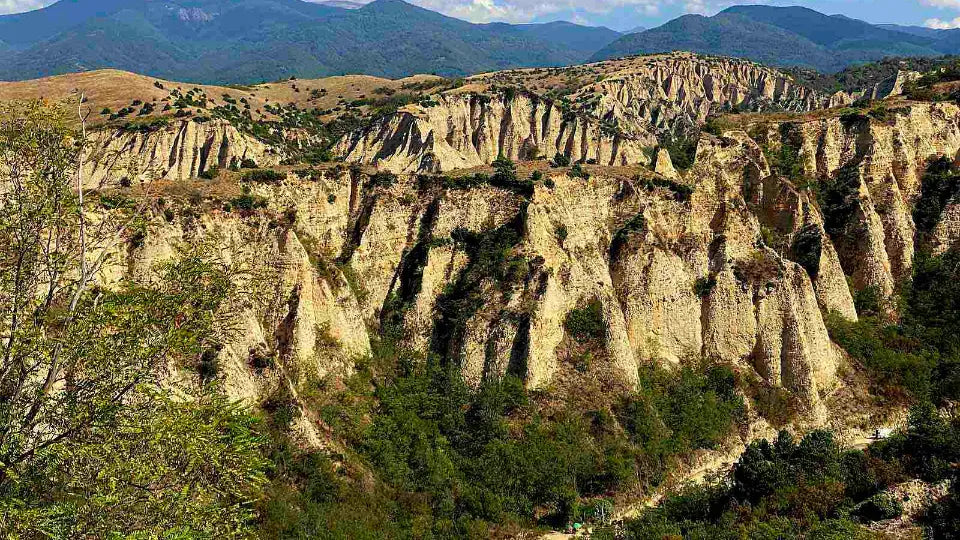View of Rozhen Monastery from a hot air balloon in Melnik