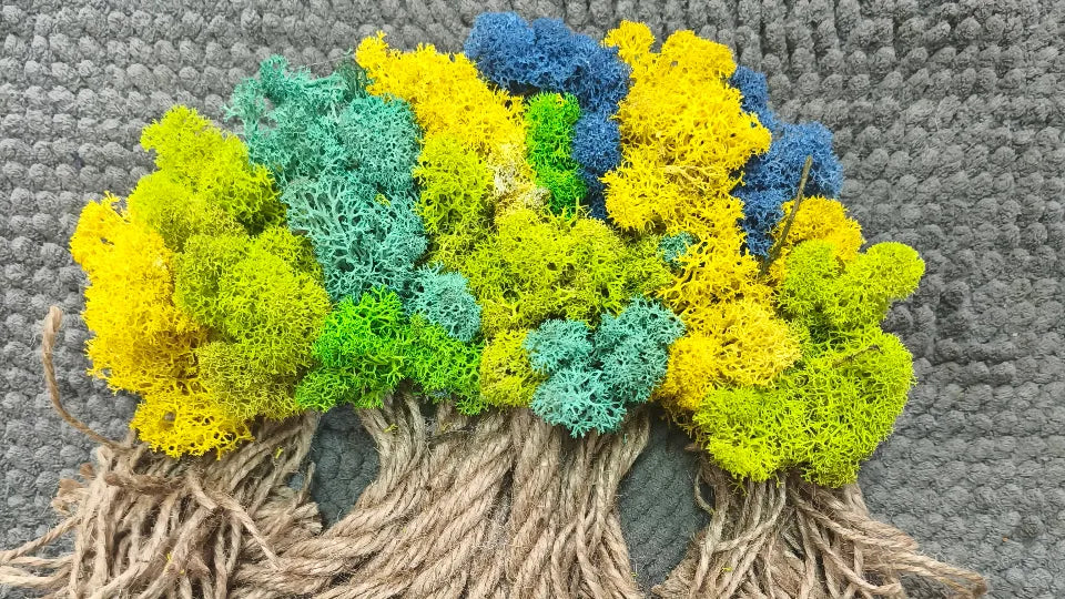 Making a Tree of Life moss artwork during a Sofia workshop
