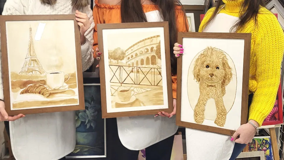 Coffee painting workshop in Sofia, Borovo — create art with coffee