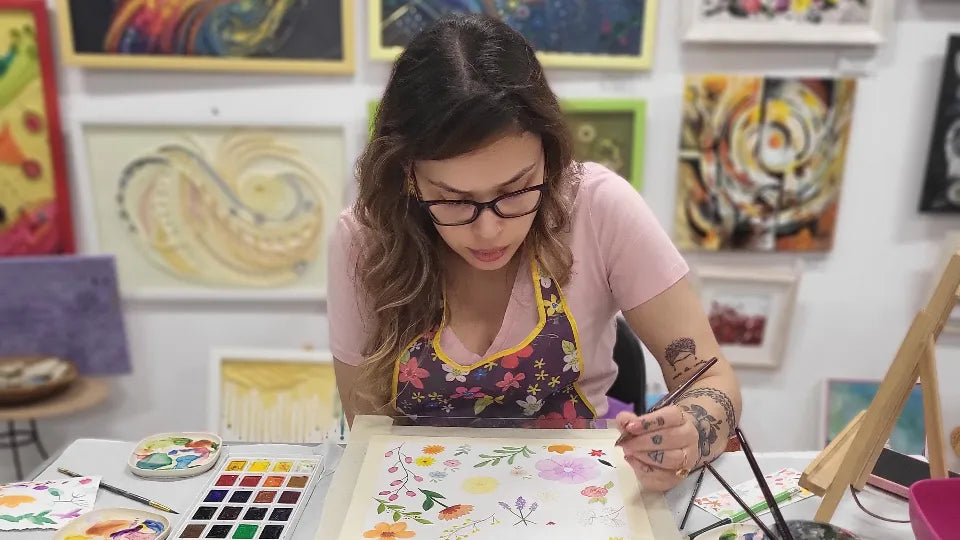 Finished framed watercolor artwork – gift voucher for a painting class in Sofia
