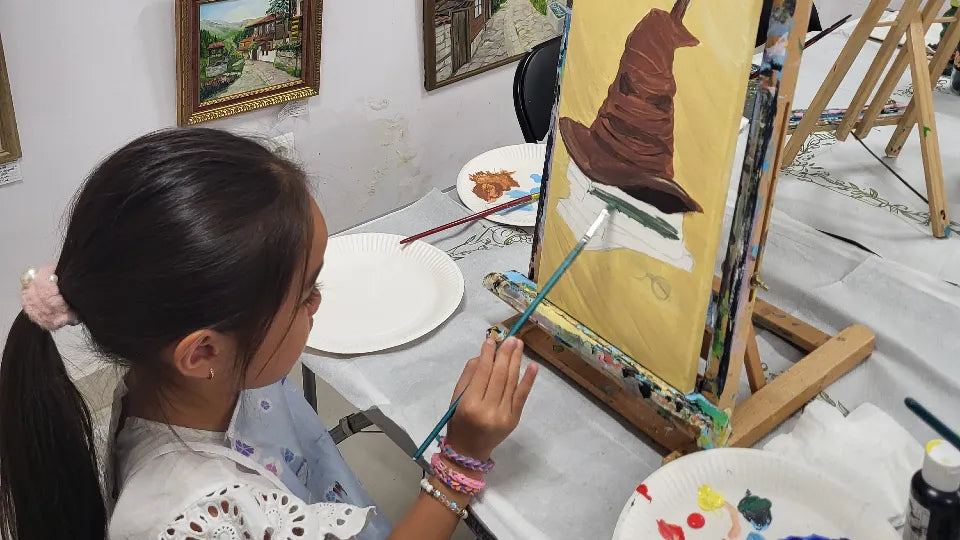 Diptych of two matching family canvases created in Borovo, Sofia