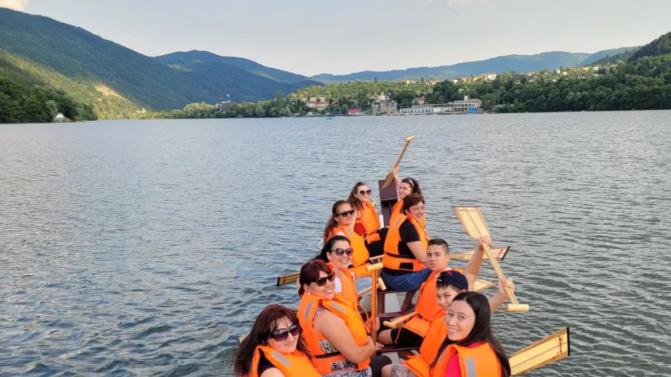 Photos during a dragon boat paddle at Pancharevo Lake