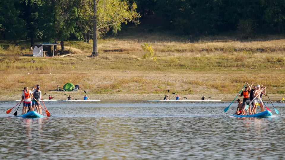 Mega SUP board fun for teams at Pancharevo
