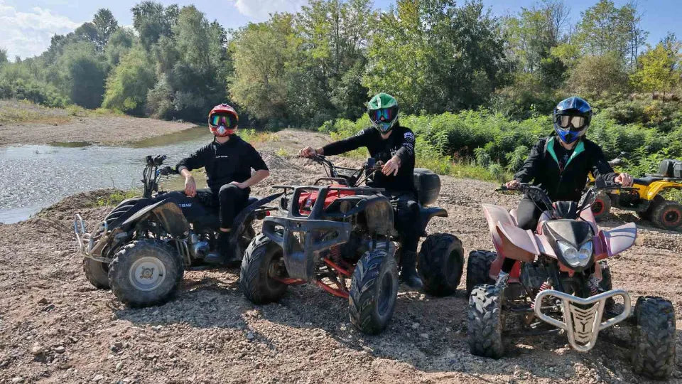Helmet and goggles gear for ATV near Kalekovets, Plovdiv