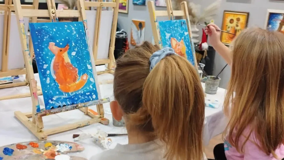 Group acrylic painting for kids with artist mentor in Sofia