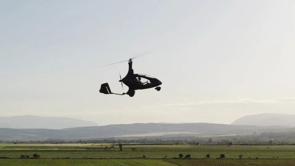 Onboard video recording of a gyrocopter flight