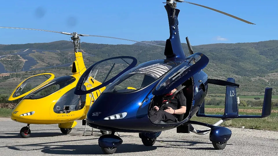 Take‑off with a Cavalon gyrocopter at Sapareva Banya