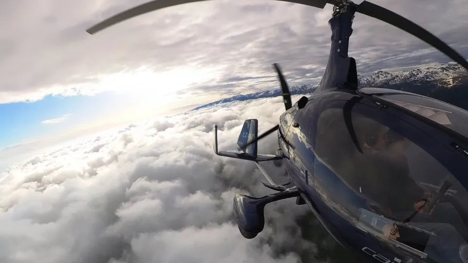 Takeoff from Sapareva Banya for a gyrocopter flight to the Seven Rila Lakes