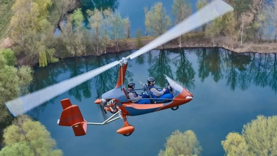 Gyrocopter ready for take-off at Sapareva Banya Airfield