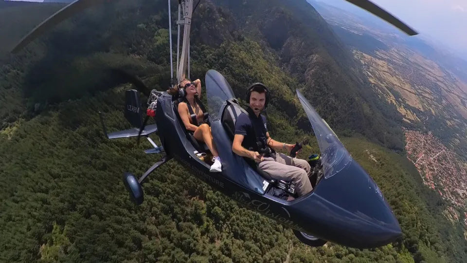Aviation experience with gyrocopter and views of Rila Mountain