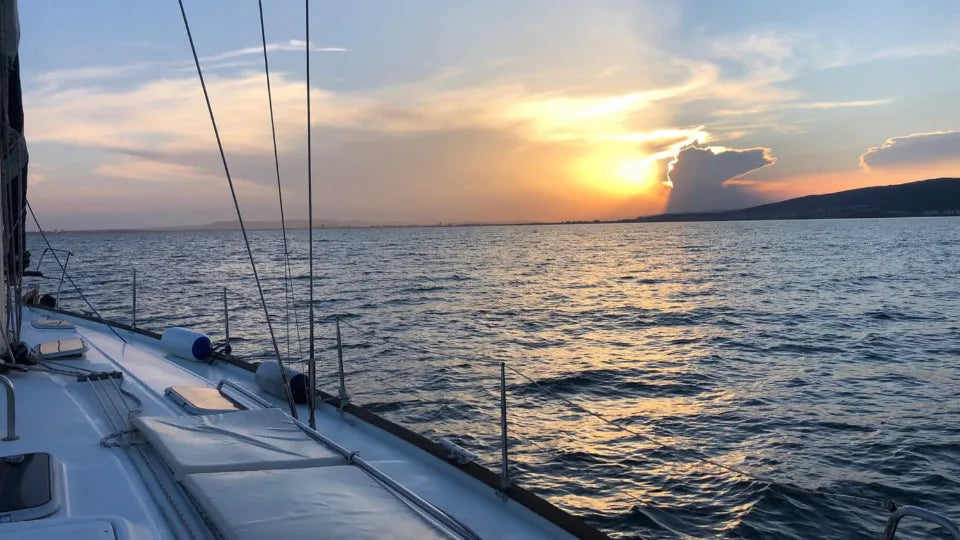 Couple on a sunset yacht cruise in Nessebar Old Town