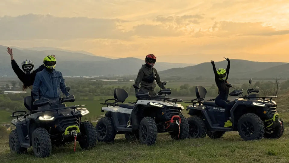 Safety briefing before an ATV off-road ride near Ustina