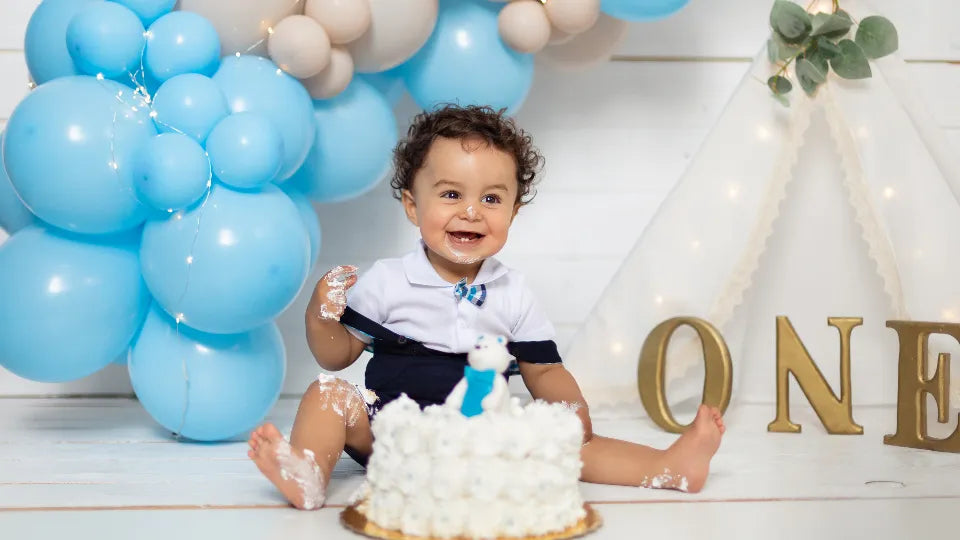 Family photo during a cake smash photoshoot in Sofia