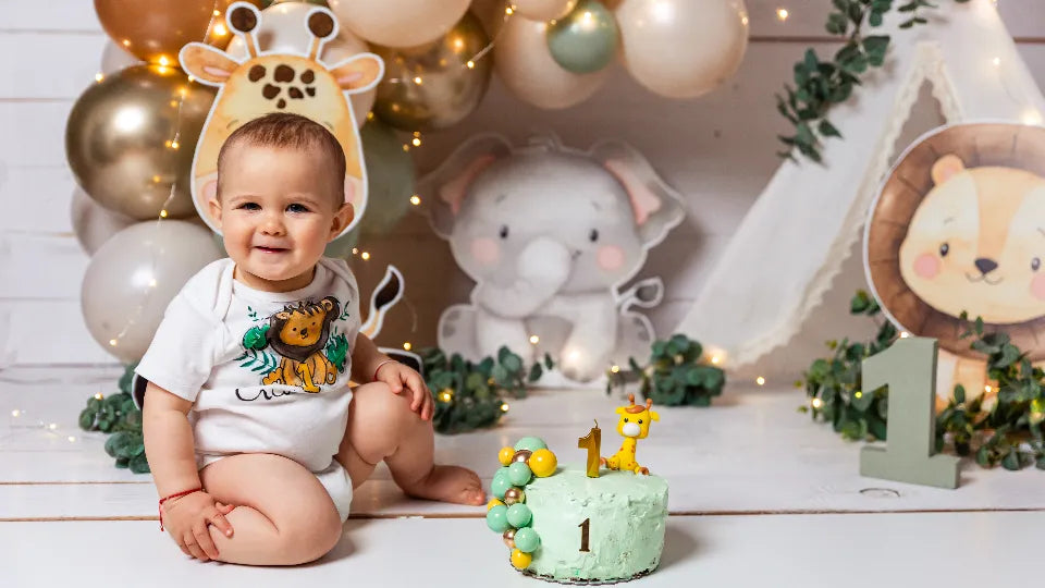 Custom themed cake smash set for a first birthday in Sofia