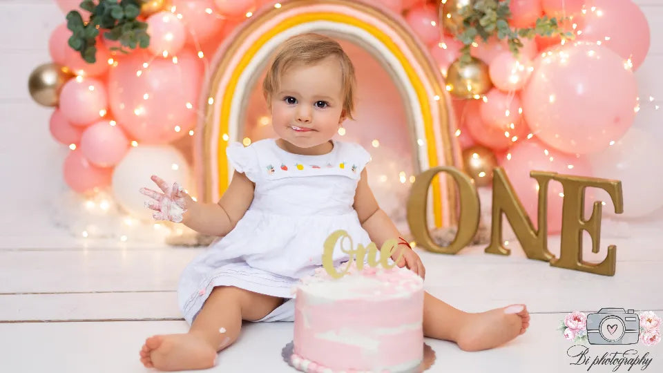 Cake smash photoshoot in Sofia with custom studio decor