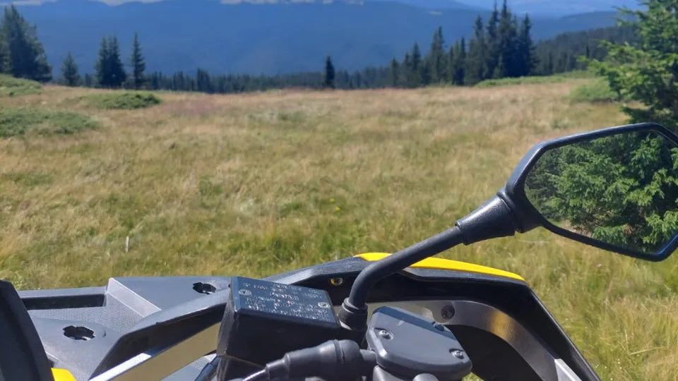 ATV ride at Belmeken on a forest trail in the Rila Mountains