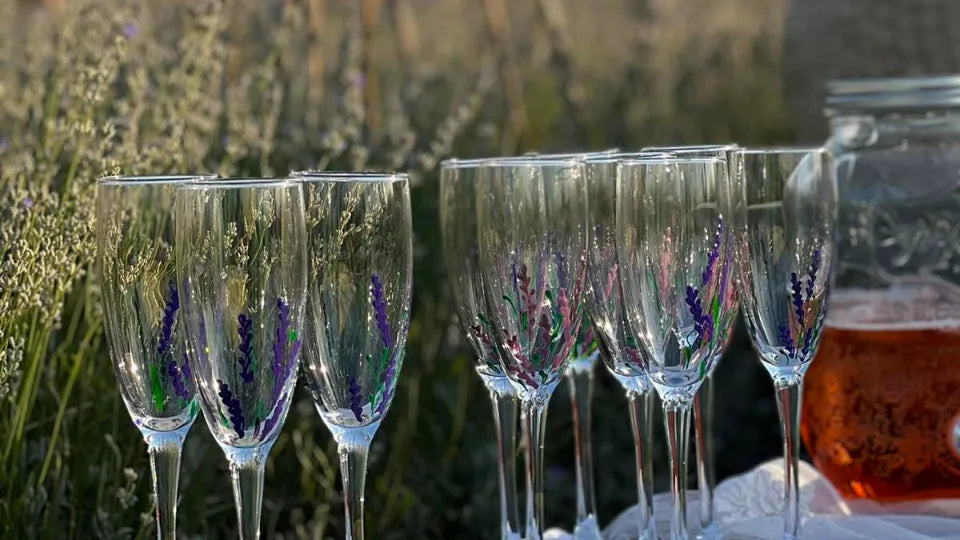Participants painting on glass at Lavender World, Kaloyanovo