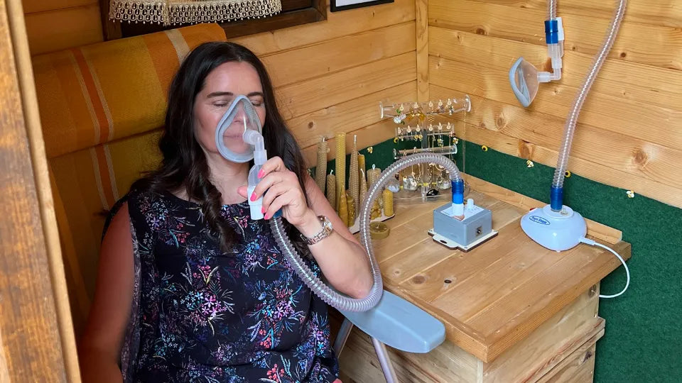 Beehive air inhalation in Sofia inside a bee house