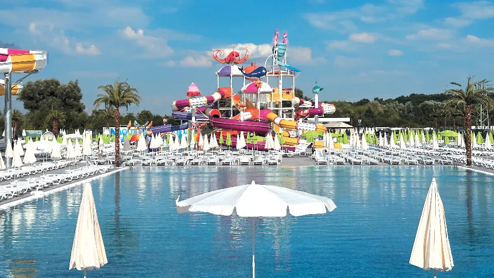 Beach loungers and relax area at Aquapark Sofia