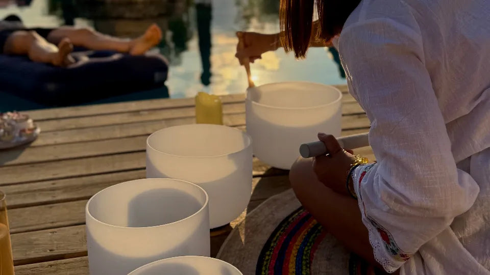 Body and mind relaxation therapy on water with singing bowls, Velingrad