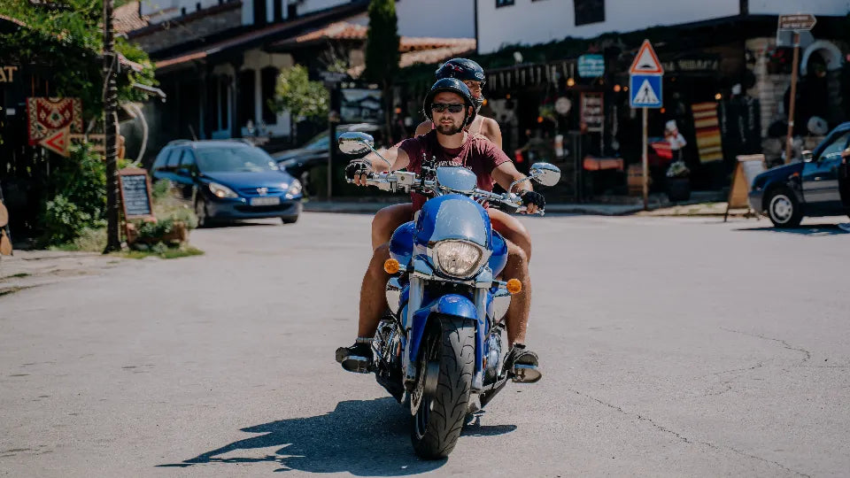 Getting ready for a motorcycle passenger ride in Arbanasi