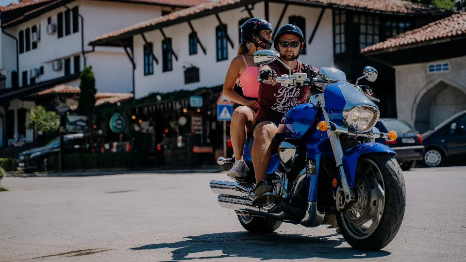 Motorcycle passenger ride near Veliko Tarnovo on a Suzuki Boulevard M109R