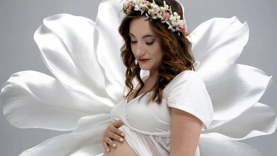 Studio maternity photoshoot in Sofia — elegant portrait