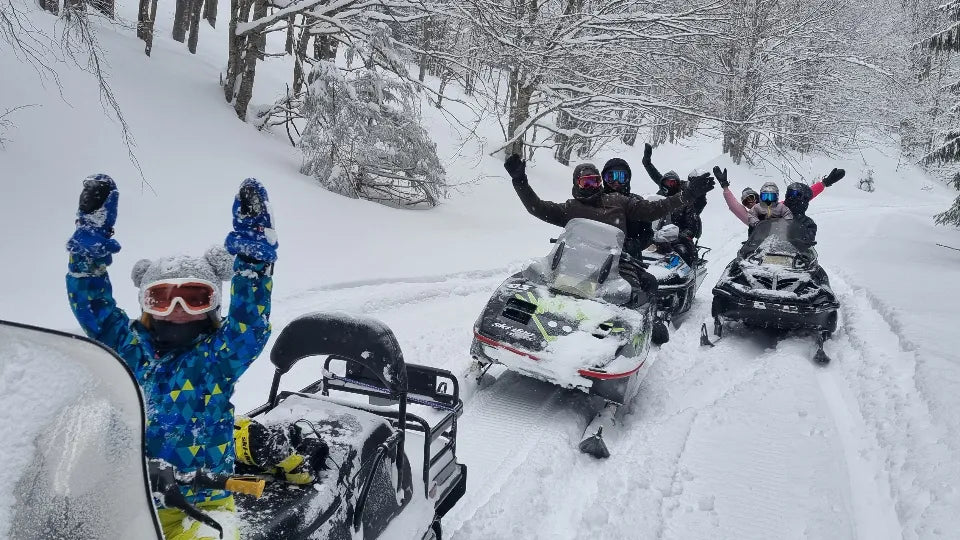 Deep snow trail on Vitosha during a 3‑hour snowmobile tour