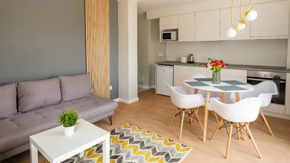Bright living room with terrace in a family apartment in Velingrad