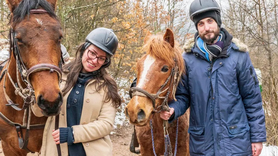 Warm tea after a winter horseback trail ride near Svoge