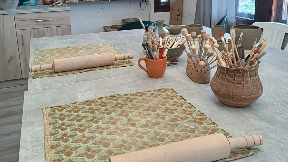 Finished ceramic pieces from a Veliko Tarnovo workshop