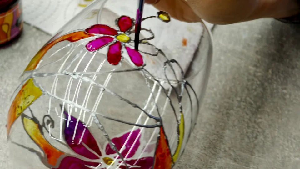Group wine glass painting session in Veliko Tarnovo