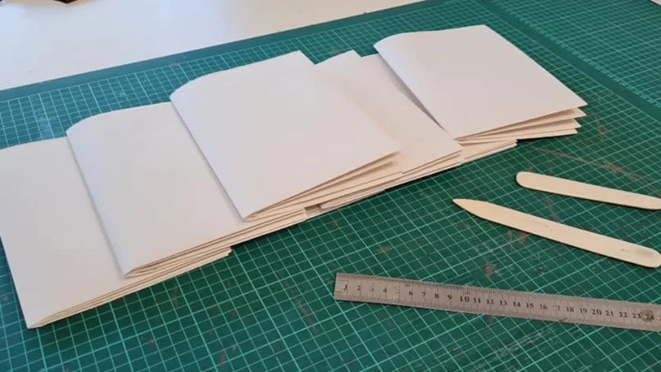 Finished hand‑bound notebook made at a workshop in Veliko Tarnovo