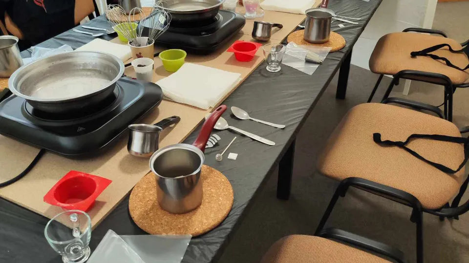 Participants crafting scented candles in a Plovdiv studio
