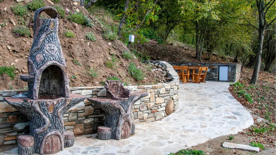 Warm interior with natural materials in a Tryavna guest house
