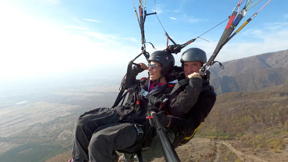 Paragliding take-off near Sopot with panoramic mountain views