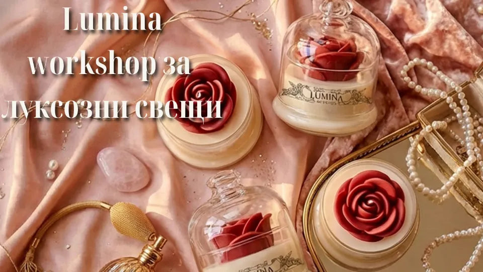 Luxury candle-making workshop in Sofia – pouring eco wax into a glass vessel