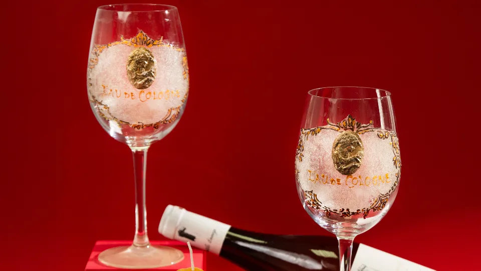 Finished hand-painted wine glass as a unique gift idea, Sofia