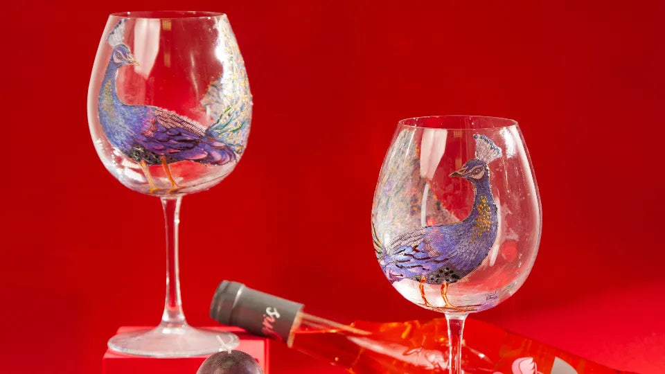 Creative process with complimentary drink during glass painting workshop, Sofia
