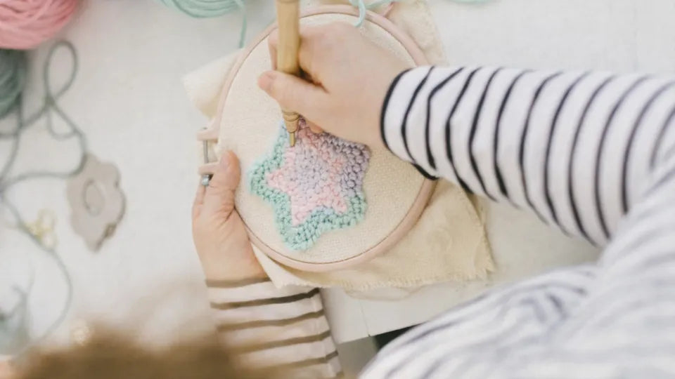 Finished punch needle coaster packed in a gift box – Plovdiv