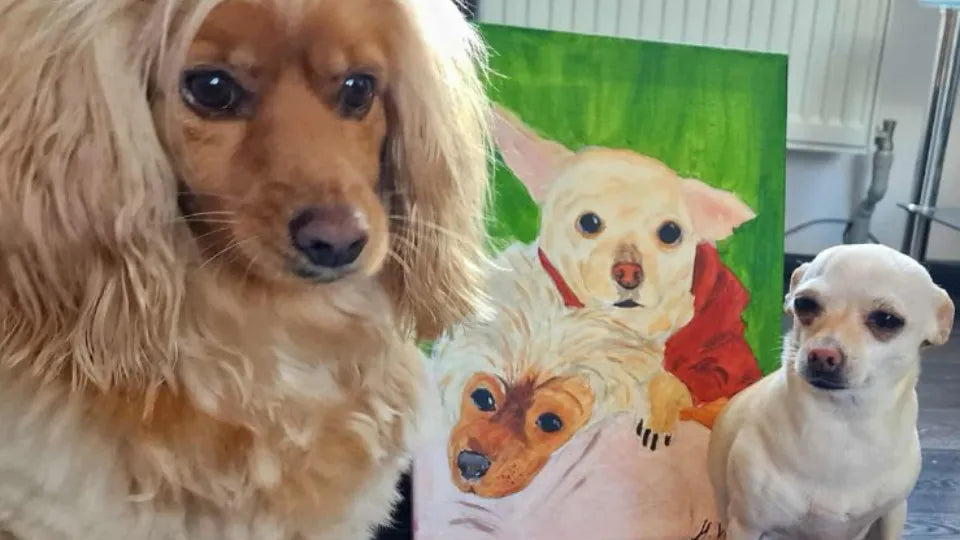 Finished pet portrait on canvas after workshop in Sofia